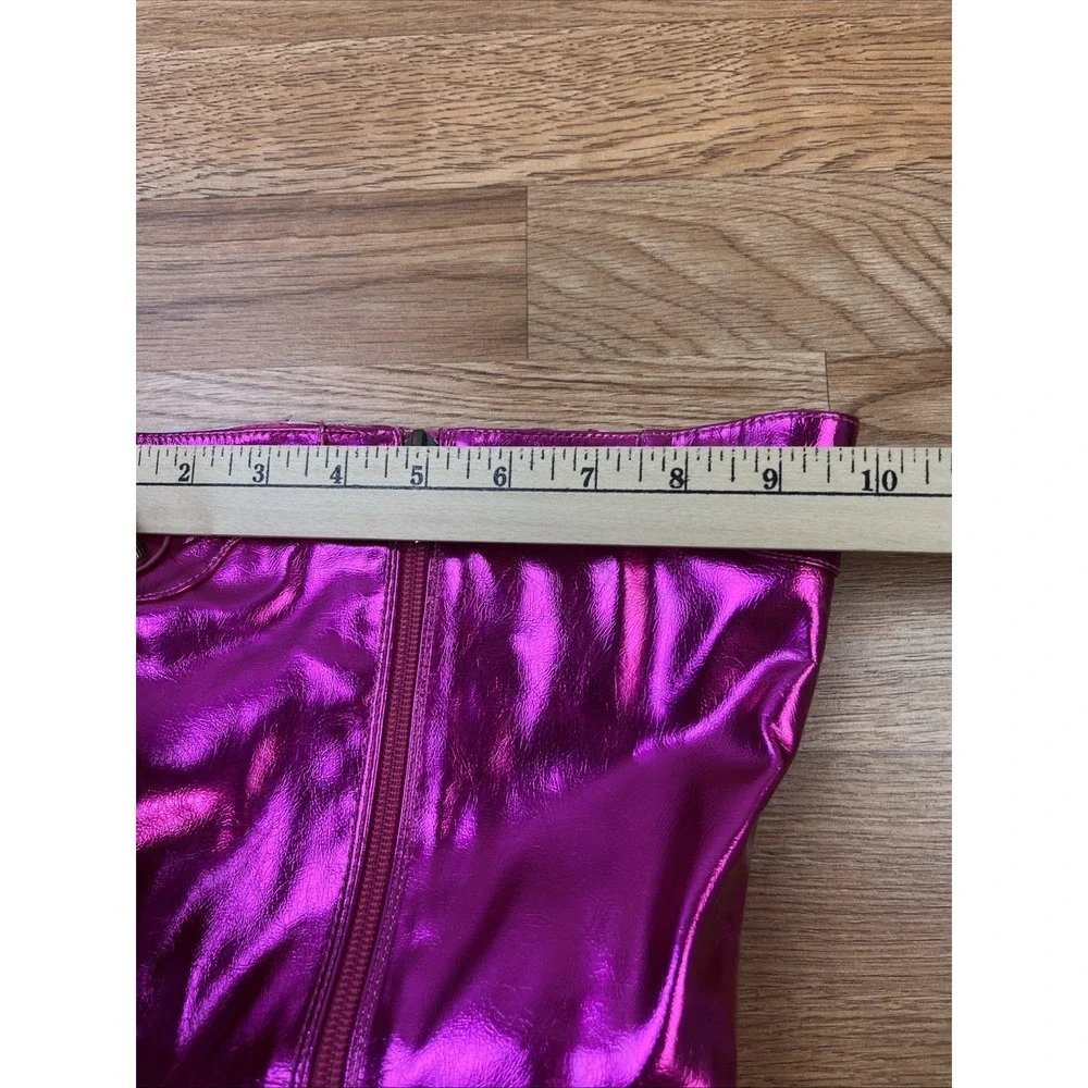 Cape Robbin Pofin-2 Metallic Thigh High Pointy‎ Toe Boots Hot Pink Women's 7 NEW